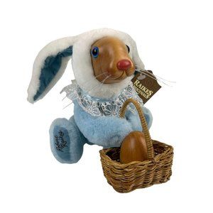 Vintage Robert Raikes Wooden Face Daniel Plush Bunny Applause Jointed Easter Egg